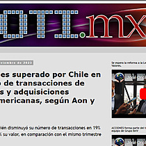 Mxico es superado por Chile en nmero de transacciones de fusiones y adquisiciones latinoamericanas, segn Aon y TTR